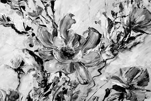 Obraz maľované kvety leta v čiernobielom prevedení