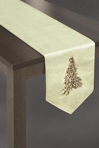 Krémové vianočné prestieranie na stôl s vianočným stromčekom krémová