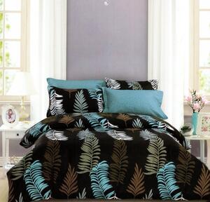 Štýlové posteľné obliečky s potlačou papradia Hnedá