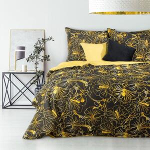 Bavlnené posteľné obliečky so žltým kvetinovým motívom Žltá