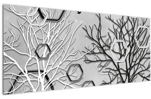 Abstraktný obraz so stromami (120x50 cm)