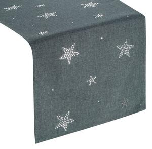 Vianočné prestieranie štóla v sivej farbe s hviezdičkami Sivá