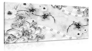 Obraz luxusné kvetinové šperky v čiernobielom prevedení