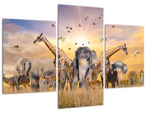 Obraz - Africké zvieratá (90x60 cm)