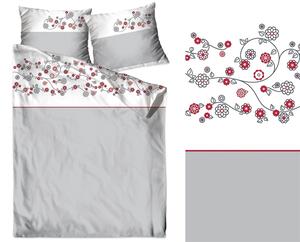 Krásne sivé posteľné obiečky s decentným ornamentom Sivá