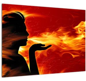 Obraz zeny s plameňmi (70x50 cm)