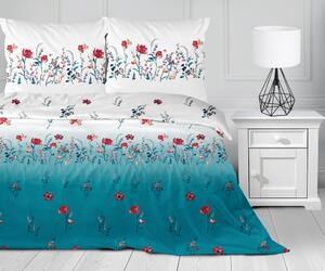 Romantické bavlnené modro biele posteľné obliečky s motívom kvetov Modrá