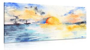 Obraz akvarelové more a zapadajúce slnko