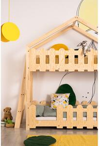 Domčeková poschodová detská posteľ 70x140 cm v prírodnej farbe Kaiko B – Adeko