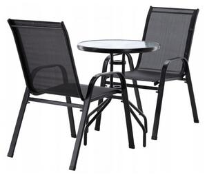 Chomik Záhradná zostava stolík a 2 stoličky Diver, čierna