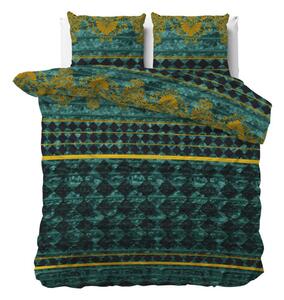 Bavlnené zelené vzorované posteľné obliečky 140 x 200 cm Zelená