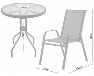 Chomik Záhradná zostava stolík a 2 stoličky Diver, sivá