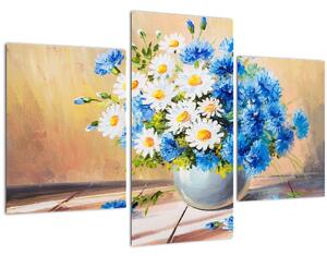 Maľovaný obraz vázy kvetín (90x60 cm)