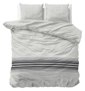 Štýlové bielo sivé posteľné obliečky v škandinávskom štýle 200 x 220 cm Biela