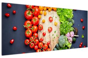 Obraz - Stôl plný zeleniny (120x50 cm)
