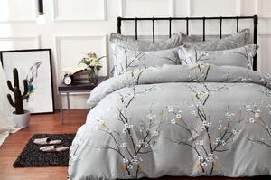 Sivé posteľné obliečky s kvitnúcich kvetov Sivá
