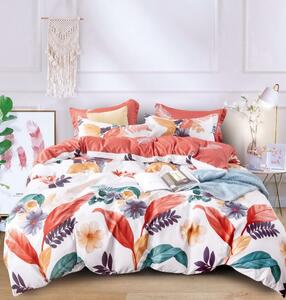 Biele posteľné obliečky s motívom farebnýh rastlín Biela