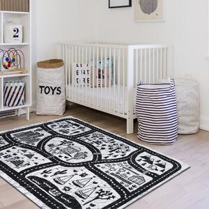 Krémovo čierny detský koberec s autíčkami a uličkami krémová Šírka: 80 cm | Dĺžka: 150 cm
