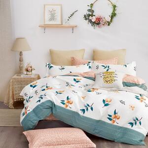 Moderné obojstranné bavlnené posteľné obliečky s letným motívom Biela