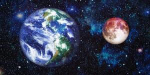 Obraz planéta Zem a červený Mesiac