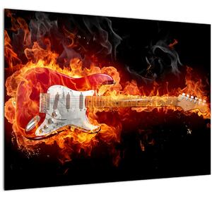 Obraz - Gitara v plameňoch (70x50 cm)