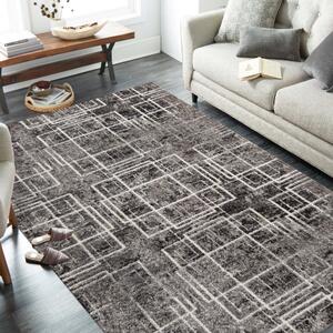 Kvalitný sivý koberec s motívom štvorcov Sivá Šírka: 120 cm | Dĺžka: 170 cm