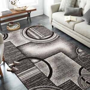 Moderný koberec s motívom kruhov sivej farby Šírka: 80 cm | Dĺžka: 150 cm