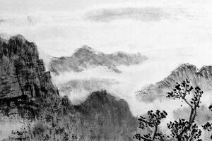 Obraz tradičná čínska maľba krajiny v čiernobielom prevedení