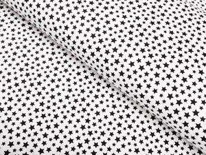 Bavlnená látka/plátno Sandra SA-310 Čierne hviezdičky na bielom - šírka 165 cm