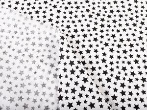 Bavlnená látka/plátno Sandra SA-310 Čierne hviezdičky na bielom - šírka 165 cm