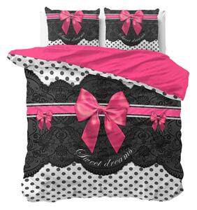 Luxusné bavlnené posteľné ružovo sivé obliečky SWEET DREAMS 200 x 220 cm Ružová
