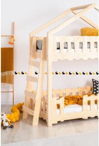 Domčeková poschodová detská posteľ 70x140 cm v prírodnej farbe Zippo B – Adeko
