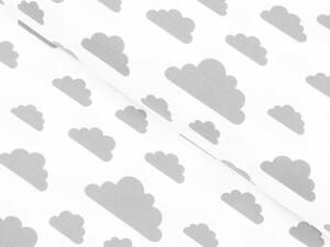 Detská bavlnená látka/plátno Sandra SA-316 Sivé obláčiky na bielom - šírka 160 cm