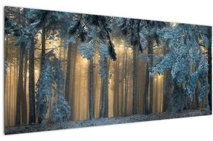 Obraz zasneženého lesa (120x50 cm)