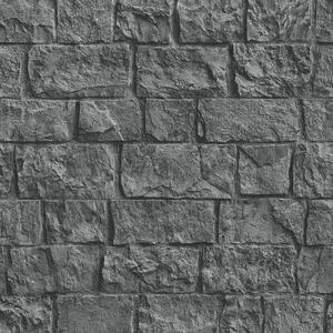 Vliesové tapety na stenu IMPOL 10394-10, rozmer 10,05 m x 0,53 m, obkladový kameň čierny, Erismann