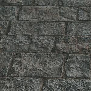 Vliesové tapety na stenu IMPOL 10394-15, rozmer 10,05 m x 0,53 m, obkladový kameň čierno-hnedý, Erismann