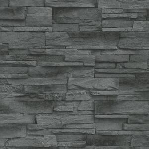 Vliesové tapety na stenu IMPOL 10395-10, rozmer 10,05 m x 0,53 m, ukladaný pieskovec čierny, Erismann