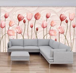 Fototapeta - Ružové tulipány (296x200 cm)