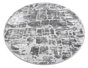 Moderný MEFE koberec okrúhly 6184 Dlažba tehla, tmavosivý