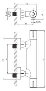 Cersanit Virgo, nástenná termostatická sprchová batéria, chrómová, S951-579