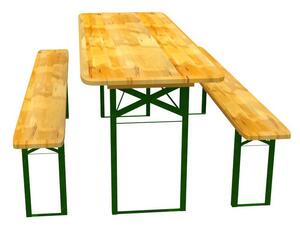 Komplet drevených lavičiek a pevného stola 70 x 220 cm Hnedá