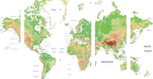 5-dielny obraz klasická mapa sveta s bielym pozadím