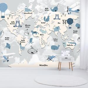 Fototapeta - Mapa so zvieratkami (296x200 cm)