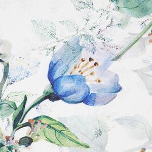 Krémový záves s motívom modrých kvetov krémová