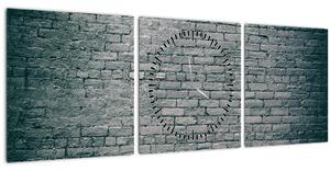 Obraz tehlovej steny (s hodinami) (90x30 cm)