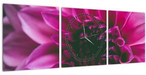 Obraz ružového kvetu (s hodinami) (90x30 cm)