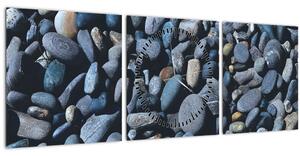 Obraz plážových kamienkov (s hodinami) (90x30 cm)