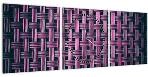 Obraz fialovej textúry (s hodinami) (90x30 cm)