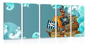 5-dielny obraz pirátska loď na mori