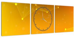 Abstraktný žltý obraz (s hodinami) (90x30 cm)